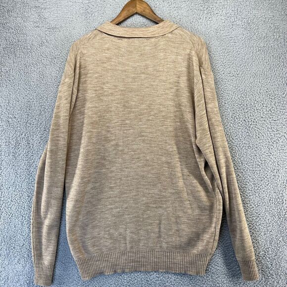 Vintage Pennshire Sweater Men's Extra Large Brown Tan Pullover Button Collar 70s - Picture 11 of 16